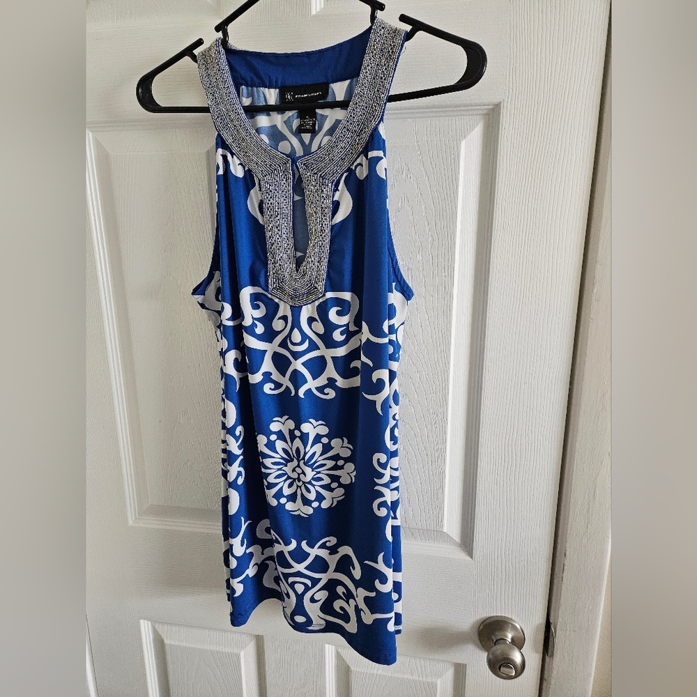 INC International XL Blue White Beads